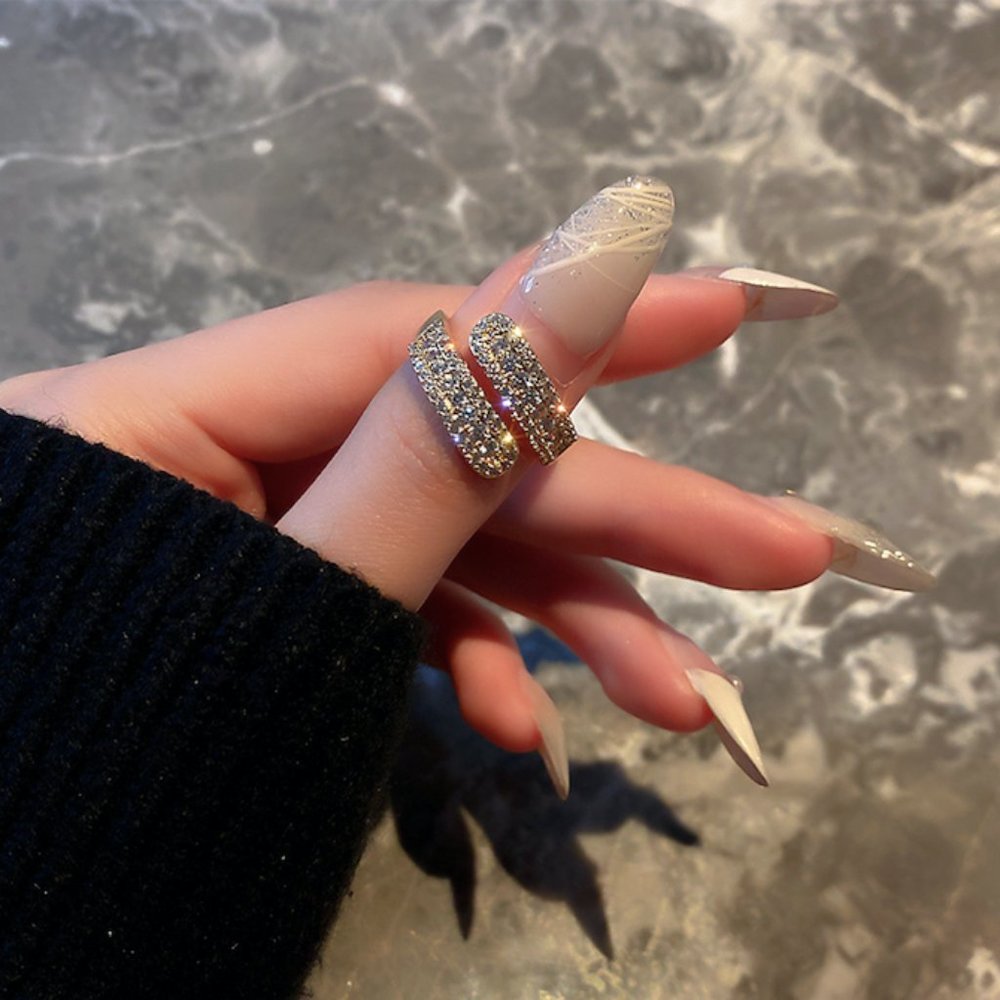 Gold CZ Wrap Around Cocktail Ring size  5.5 *
